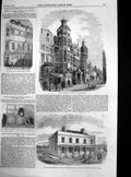 Original Old Antique Print Arsenal Datzec Asylum Insane Siers Fortpitt 1857