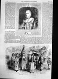 Old Antique Print May Queen Garland Glatton Earl Zetland Freemasons 1857 19th