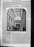 Original Old Antique Print Public Library Melbourne Australia Interior 1860