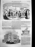 Antique Old Print Cavalry College Richmond Wharf Suez Unloading Specie 1857
