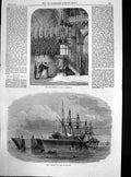 Old Antique Print Pulpit Lincoln Cathedral Floating Dry Dock Rangoon 1867 19th