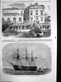 Antique Print Launch Dublin Lifeboat Chichester Ship Poor Boys Thames 1867 19th