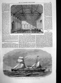 Original Old Antique Print Bunyans Schools Bedford New Steamship Lamont 1867
