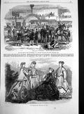 Original Old Antique Print Horse Show Islington Prizes Paris Fashions June 1867