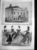 Old Antique Print New Theatre Royal Edinburgh Paris Fashions January 1865 19th