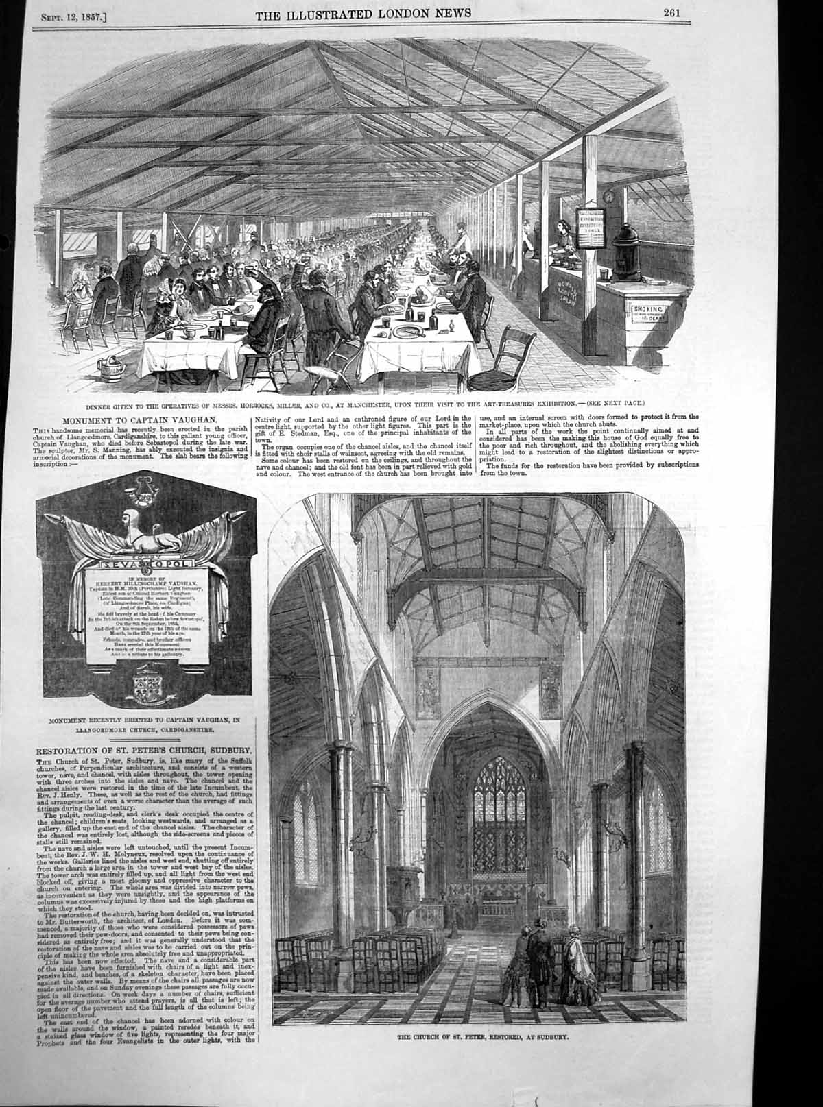Antique Print Church St Peter Sudbury Dinner Horrocks Miller Co Manch 1857 19th