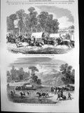 Original Old Antique Print Civil Wars Stampede Pe-Dee River North Carolina 1865