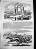 Antique Old Print Deciding Heat Cesarwitch Stakes Queen Keys Aberdeen 1857 19th