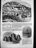 Antique Old Print Geological Discovery Swanage Westminster Clock Bells 1857