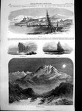Antique Old Print Schuershatten Norway North Cape Christiania Lofoden 1857 19th