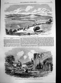 Old Antique Print Ulverstone Lancaster Railway Opening Furness Abbey 1857 19th