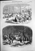 Antique Old Print War America Unloading Cotton Nassau Gen Stuart Rapidan 1864
