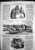 Original Old Antique Print Charlton Cemetery Protestant Church Cannes 1857 19th