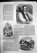 Old Antique Print Rev Dr Bickersteth Bishop Ripon New Chapel Hobart 1857 19th