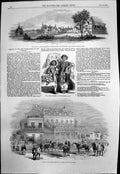 Old Antique Print Opening Race Stand Curragh Medical College Epsom 1853 19th