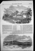 Original Old Antique Print Chantilly Jockey Club Race Camp Chobham Common 1853