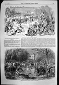 Antique Old Print Procession Boeuf Gras Paris Hunting Forest Chantilly 1852