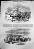 Original Old Antique Print Epsom Races Race Tattenham Corner Start Derby 1847