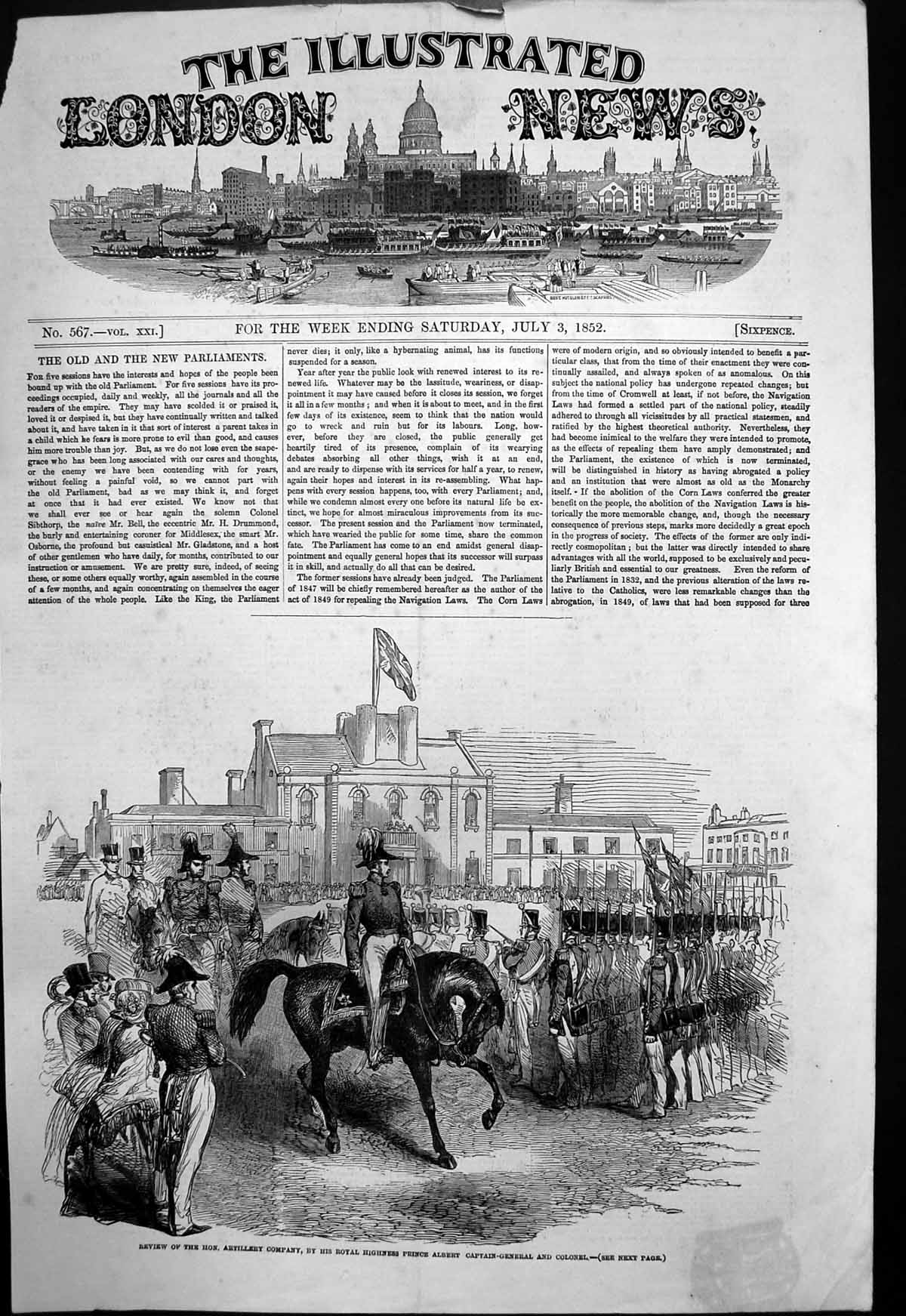 Antique Print Review Artillery Company Prince Albert Capt-Gen Colonel 1852 19th
