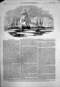 Original Old Antique Print Baltic Fleet Geyser Archer Vessels Riga 1855 19th