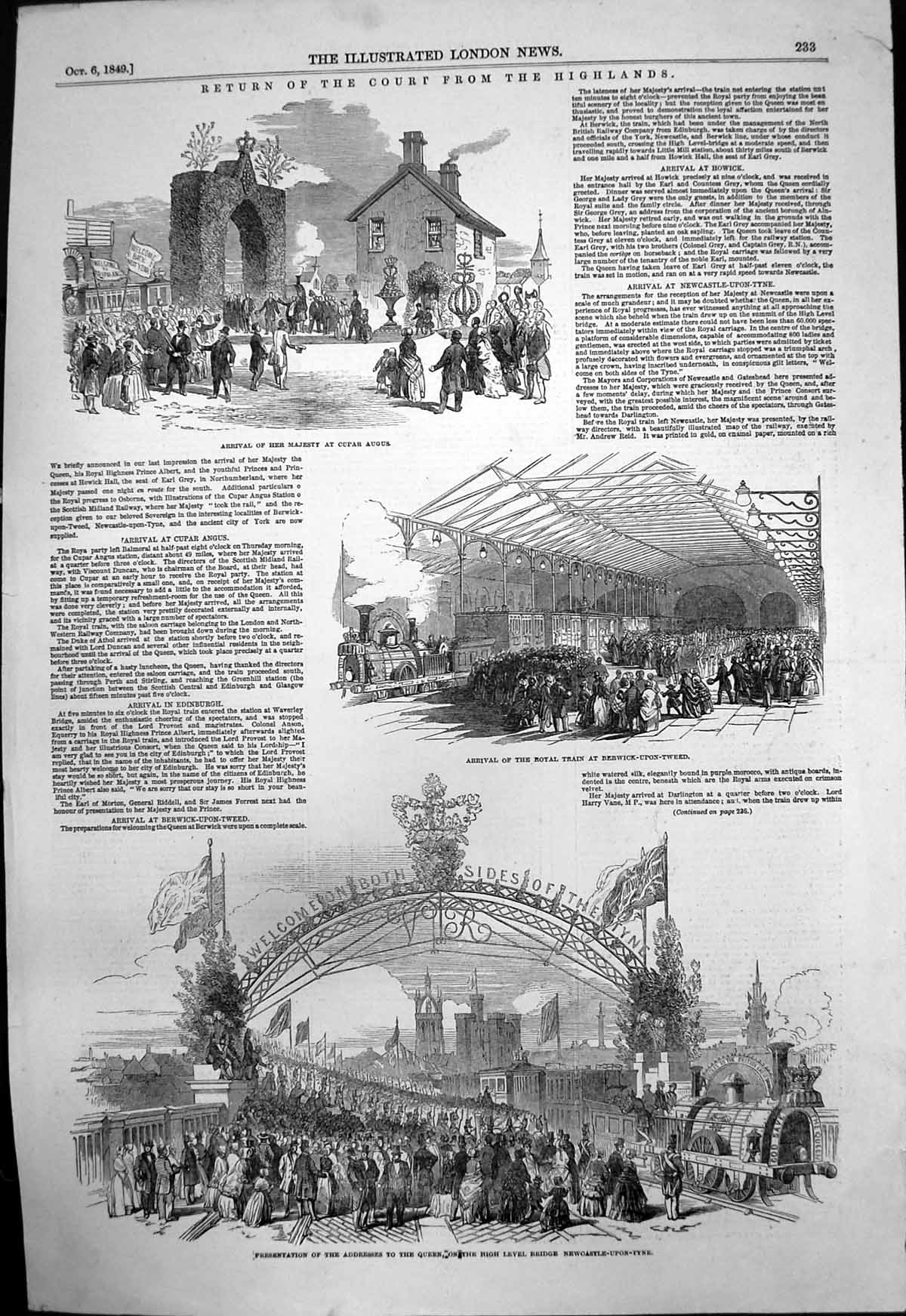 Antique Old Print Return Court Highlands Cupar Angus Berwick Upon Tweed 1849