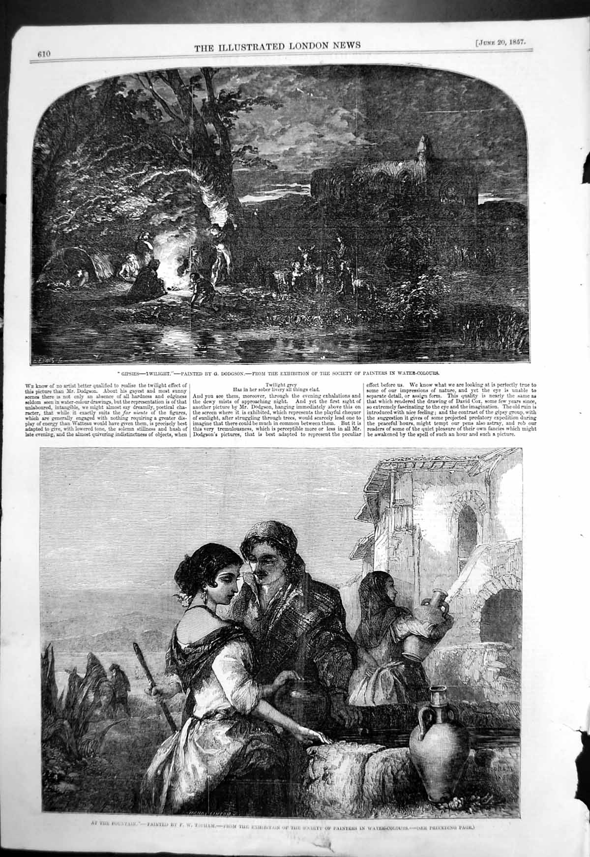 Old Antique Print Gipsies Twilight G Dodgson At Fountain Fw Topham 1857 19th