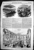 Antique Print Opening Lancaster Carlisle Railway Bridge Lune Borrow Br 1846