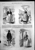 Antique Old Print Danish Costumes Bridal Dress Fano Holiday Dress Laso 1857