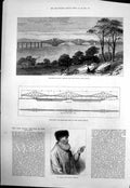 Antique Old Print Whiti Maori Prophet Plan Proposed Forth Railway Bridge 1882