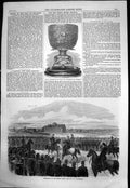 Antique Print Bowl Regiment Burmah Inspection Essex Rifles Colchester 1869 19th