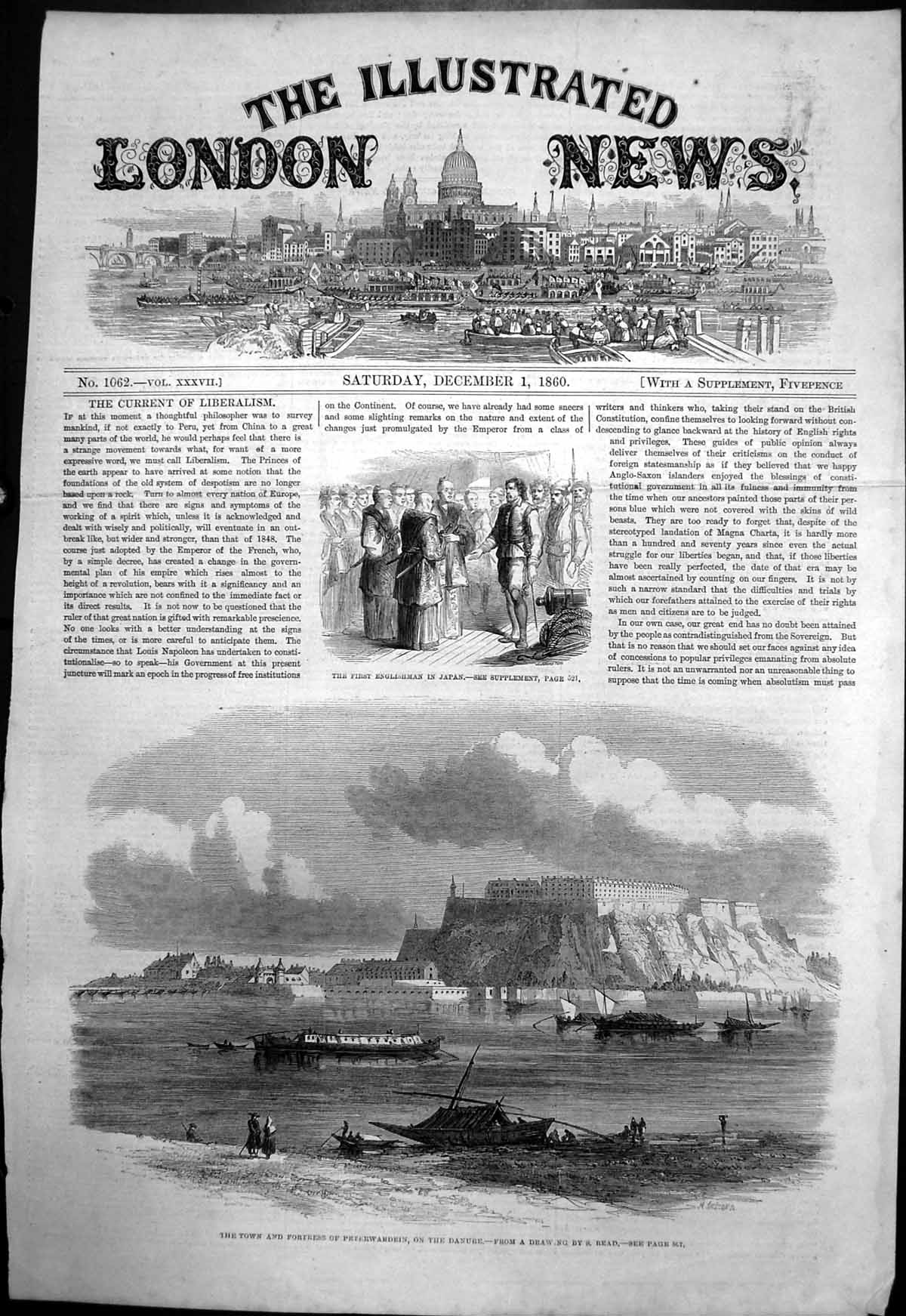 Antique Print First Englishman Japan Peperwardein Danube Town Fortress 1860