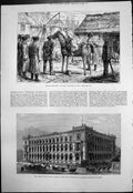 Old Antique Print Teaching Cossacks Ride Agricultural Museum Berlin 1880 19th