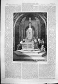 Original Old Antique Print Font Baptistery Sienna Cathedral During Baptism 1860