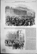 Antique Old Print Revolution Prussia Conflict Royal Palace Berlin Dead 1848