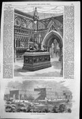 Antique Old Print Industrial Exhibition Munich English Medieval Court 1854 19th