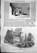 Antique Old Print Luthers Bedroom Citadel Coburg Prince Albert Rosenau 1845