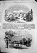 Original Old Antique Print Palace Errenburg Coburg Schloss Rosenau Coburg 1845