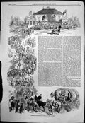 Original Old Antique Print Procession Peasantry Before Queen Gotha 1845 19th