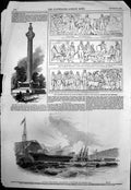 Antique Print Launch Avengerfrigate Devonport Monument Earl Leicester 1845 19th
