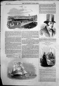 Antique Old Print Great Britain Steamship New York Capture Pirate Slaver 1845