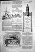 Antique Print Chapel Ease St James Great Stratford Monument Earl Somers1855