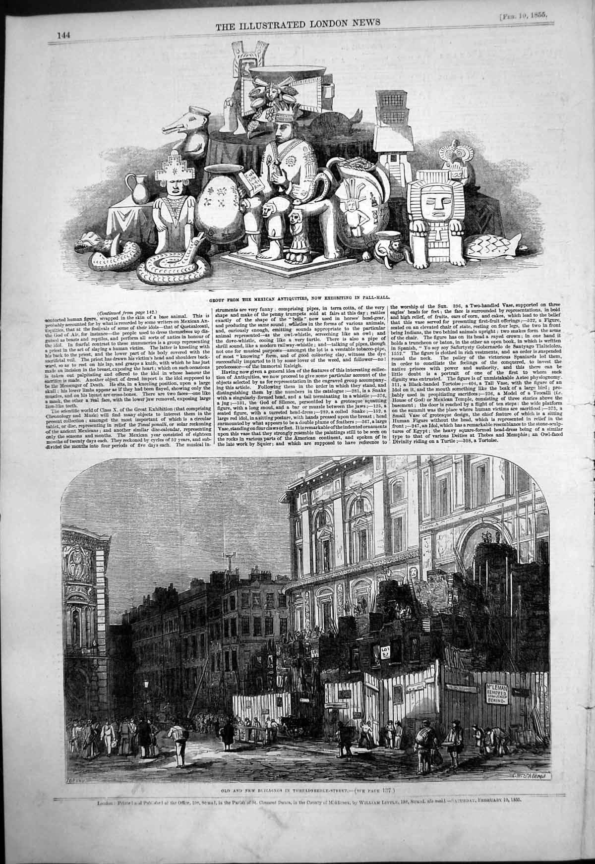 Old Mexican Antiquities Pall Mall Buildings Threadneedle Street 1855 Victorian