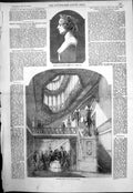 Old Antique Print Bust Her Majesty Windsor Castle Private Staircase 1855 19th