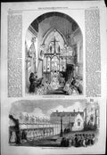 Old Antique Print Marriage H Trafford Lady A Talbot St Marys Chapel 1855 19th