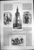 Antique Print New Clock Tower Newington Butts Life On Board Troopship 1878 19th