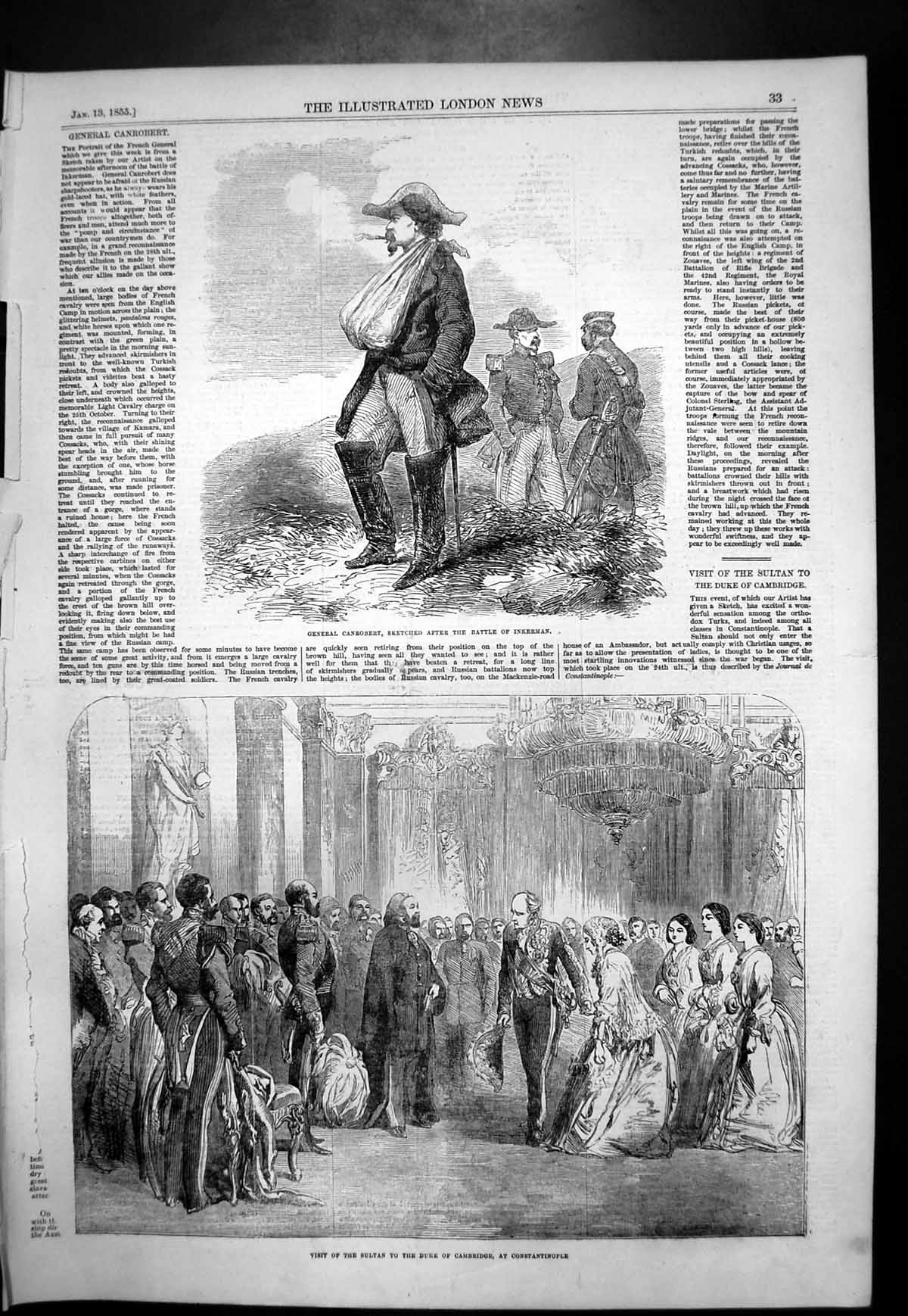 Antique Print Gen Canrobert Visit Sultan Duke Cambridge Constantinople 1855
