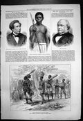 Antique Old Print Mrua Medecine Man Train Dr Letheby City Officer Health 1876