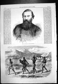 Antique Print Mr S Baker African Traveller Katchiba King Obbo Country 1865 19th