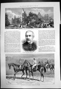 Antique Old Print Sir Bartle Frere Dead Heat Derby Harvester St Gatien 1884
