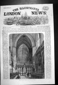 Original Old Antique Print Choir Lichfield Cathedral Looking West 1860 19th